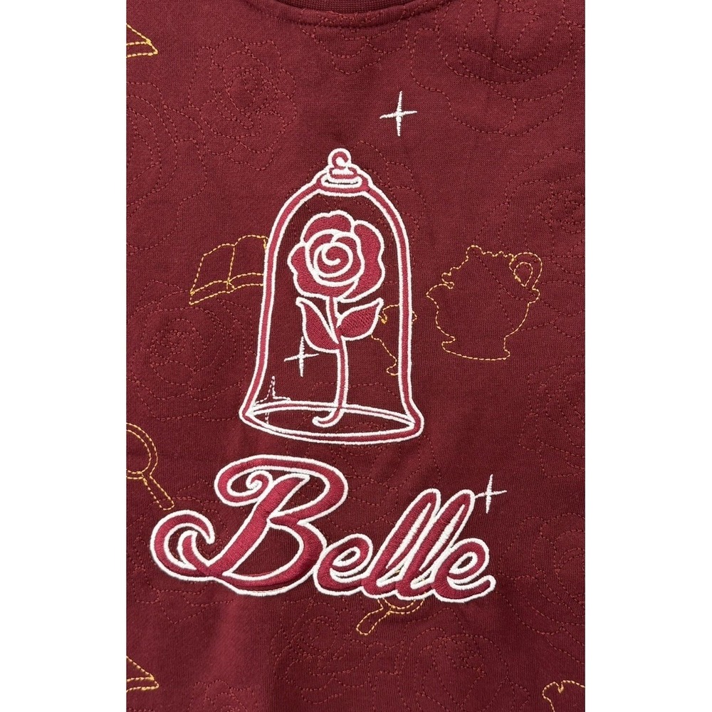 Boxlunch Disney Beauty And The Beast Belle Embroidered Sweatshirt Topographic M - Picture 5 of 7